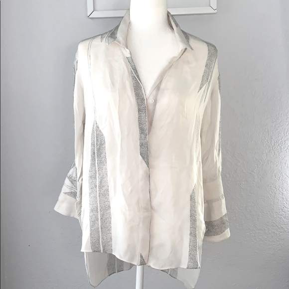 Halston Heritage Tops - Halston Heritage Ivory Printed Flowy Blouse XS